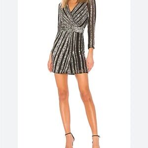 NWT Parker Black Kelsey Silver sequin Striped Dress